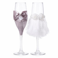 2 Pieces Clear Stemmed Champagne Flutes Glass Flute Pair for Couples
