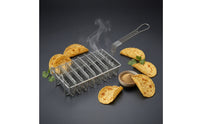 Stainless Steel Taco Shell Fryer Basket Long Handle Taco Fryer with 8 Slots Heavy Duty V-Shaped Frying Basket Commercial Grade for Chefs, Home Cooks, Deep Fryers