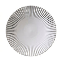 Striped Plate with Fluted Stripes Round Fruit Plate Shallow Dish Silver for Dining Table