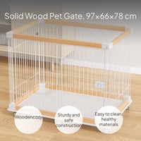 Indoor Wooden Metal Pet Fence Dog Crate with Wheels
