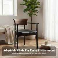 Nordic Design Upholstered Wood-Frame Seat Minimalist design Curved Backrest Armchair mid-centuryera Modern Dining Chair Soft Padded padding for Homeowners, Interior Designers, Business Owners, Office, Kitchen, Restaurant, Living Room