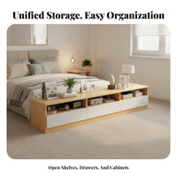 Floor TV Stand with Storage Space Saving Contemporary Television Stand with Storage Multifunctional Modern Entertainment Cabinet