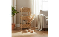 Rattan Storage Rack Handmade 3-Tier Rattan Shelf Space-Saving for Living Room