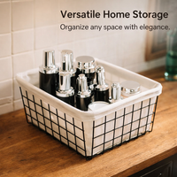 Kitchen Storage & Organisation Baskets for Shelves with Handles, Wire with Removable Textile Liner for Toys and Bathroom