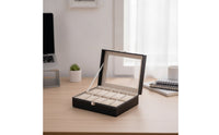 Watch Box with Glass Lid Preserving Watch Display Case Hinged Organizer for Countertop