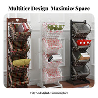 triple-tier Woven Organizer Floor-Standing publication holder floor area Saving for Living Room