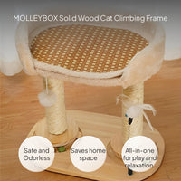 Hardwood Cat Tree Condo with Scratching Post