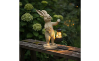 Rabbit Statue with Solar Lantern Long-Lasting Rabbit Statue with Lantern Vintage