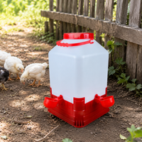 Poultry Drinker Water Dispenser, Chicken Feeders and Drinkers for Backyard Smallholding Hanging Design, White Red Blue
