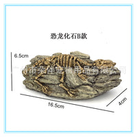 Resin Aquarium Bridge Ornament with Turtle Climbing Platform and Dinosaur Fossil Decor