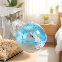 Acrylic Hamster Sand Bath and Hamster Bath, Screw Mount Hamster Bath for Dwarf Hamsters, External Sand Bathroom with Removable Top for Cage