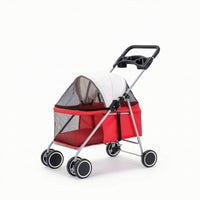 Dog Stroller Foldable Pet Pram Cat Stroller Secure Mesh Carrier Stable Four Wheel Frame with Cup Holder Suitable for Pet Owners Walking Travel