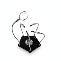 1 Piece Soldering Helping Hands Tool Featuring Magnifying Lamp LED Light Heavy Base Adjustable Arms and Secure Clamps Suitable for Hands-free Electronics Repair Desktop Inspection
