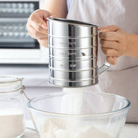 Hand Crank Flour Sifter with Scale Measuring Flour Sifter Easy to Use Powdered Sugar Duster for Home Kitchen