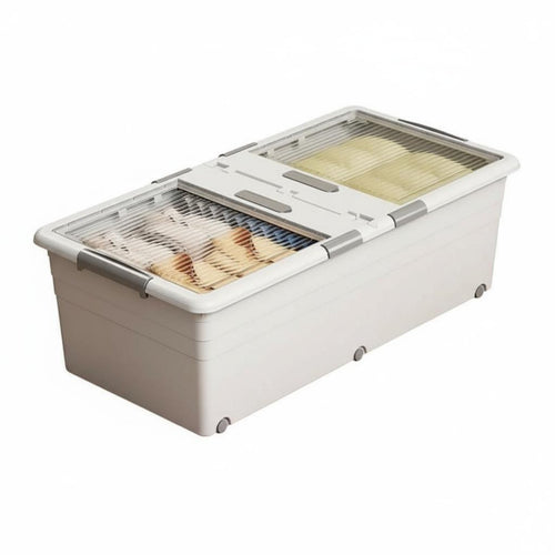 Rolling Underbed Drawer With casters Flat Rolling container particlesproof Lid for Under Bed