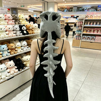 Dinosaur Skeleton Hat with Spine Soft Dinosaur Skeleton Hat Oversized Headwear for Cosplayers, Partygoers, Cosplay