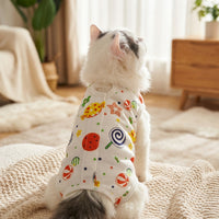 Cat Recovery Suit with Fasteners, Female Cat Spay Suit with Full Legs, Breathable Polyester Fiber Post Surgery Cat Clothes