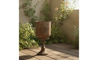 Vintage Pedestal Urn Planter Rustic Urn Planter with Pedestal Base Freestanding Plant Pot Metal for Garden, Entryway, Balcony