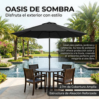 Replacement Umbrella Canopy 2.7m, Black 210T Polyester Cover, Sun Protection for Patio, Garden and Terrace