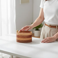 Oval Wood Jewelry Box Polished Finish Tabletop Decor Gold-Colored Knob
