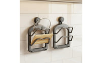 Multi-Functional Dual Tier Kitchen Storage Rack Space Saving Suction Cup Pot Lid Holder Sturdy No Drill Pot Lid Organizer Waterproof