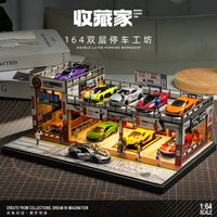 1/64停车场车库模型拼装场景展示盒男孩送礼收纳摆件亮灯一件代发