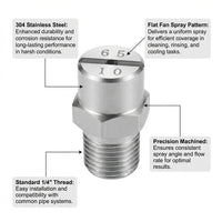 1/4 Inch Stainless Steel Flat Nozzle, Pressure Spray Nozzle, HVVL Flat Spray Head for Cleaning, Unif - Image 5