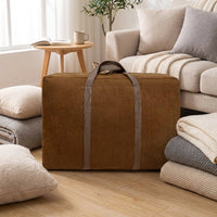 Sturdy Canvas Storage Bag for Clothes, 129.6L Cubic Storage Bags with Reinforced Corners, Foldable Open-Top Moving Container for Bedroom