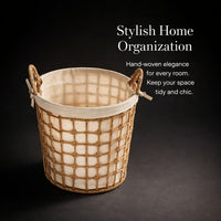 Woven Laundry Basket, Cotton and Linen, Japanese Style