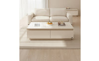 Rock Slab Coffee Table Minimalist Coffee Table with Storage Low-Profile Furniture for Living Room, Small Apartment