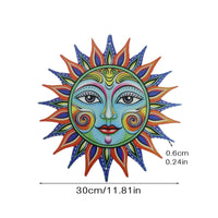 Multicolor 3D Design Sun Face Wall Art Round Metal Wall Decor