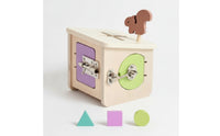 Natural Wooden Shape Sorter with Locks Educational Child-Centered Busy Box Interactive Wooden Shape Sorter Sturdy for Toddlers