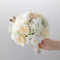 High-End Wedding Bouquet Champagne Platinum Rose Artificial Bohemian Bridal Bouquet