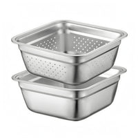 2 Pieces Nesting Basin Set Silver Finish Kitchen Supply Multifunctional