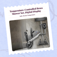 Digital Display Rain Shower, Brass