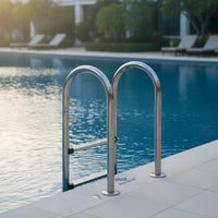 Stainless Steel Pool Ladder Polished Pool Ladder with Handrails Anti-Skid for Spa