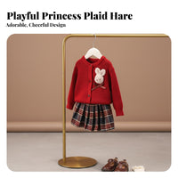 Girls Knitted Sweater Set, Princess Skirt, 2-Piece, Autumn Winter, New Year, Soft Fabric