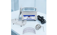 Ultrasonic Cleaner with Basket and Numeric Display Stainless Steel Digital Ultrasonic Cleaner Compact Cleaning Machine for Jewelers, Home, Workshops