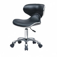Padded Technician Chair with Wheels Low Back Support Rolling Salon Chair Silver Metal Base Commercial Furniture for Nail Technicians, Hairstylists