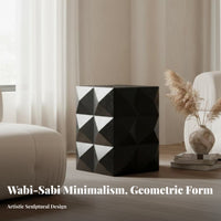 Distressed Cube Table Minimalist Aesthetic Tiered Side Table Easy Assembly