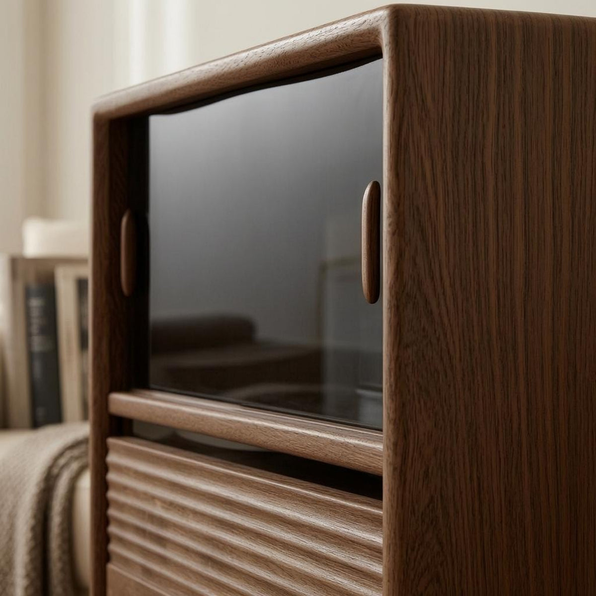 floor Storage Cabinet Double-Layer Wood Bookcase Thick Board Bookshelf for TV Area