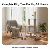 Sisal Scratching Posts Multi-Level Feline Tree Sturdy Structure Multi-Level Star and Moon Climber Soft Fabric Perches Feline Activity Hub Includes Hanging Toys for Indoors, Indoor, Living Room, Home
