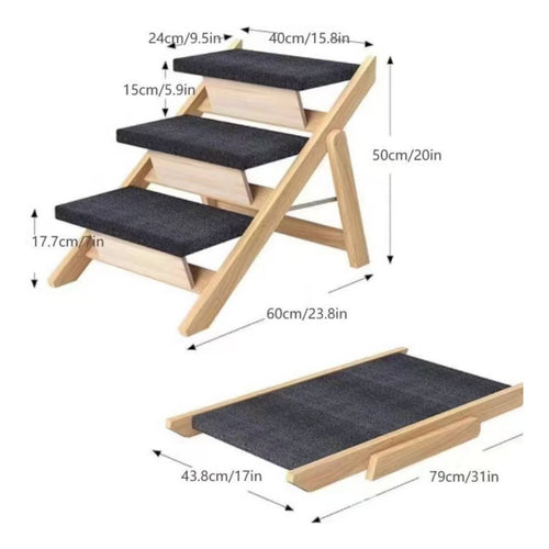 Convertible Pet Ramp Stairs Supports up to 110 Lbs for Bedroom, Car, Senior Pets