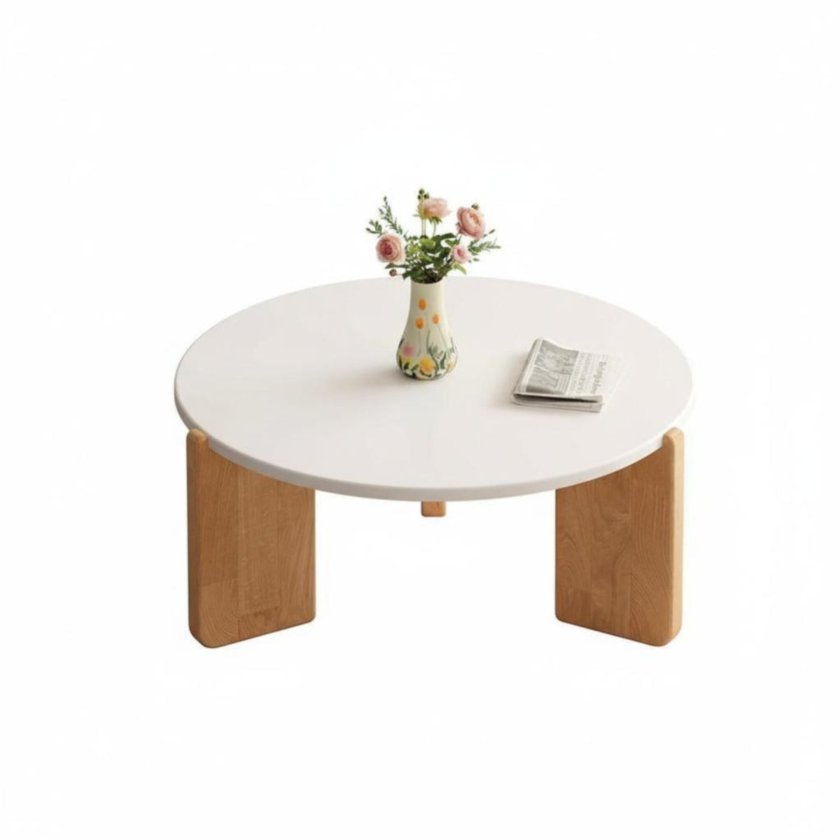 2 Pieces Nesting Table Set Round Shape Household Furniture Space-Saving