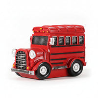 Vintage Bus Figurine Black and Silver Accents Home Decor Rounded Roof