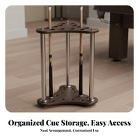 Floor Pool Cue Rack Wood Grain Finish Wooden Billiard Cue Holder Construction Billiard Stand for Home Game Lovers, Clubhouse, Bar