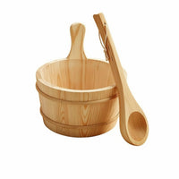 Wooden Sauna Pail Vertical Staves Bath Accessory Hanging Cord