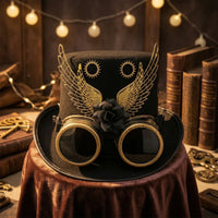 Steampunk Top Hat Retro-Fantasy Top Hat with Goggles Felt-Like for Cosplayers, Theater Performances