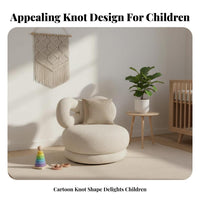 Bow-Back Swivel Chair Soft Velvety Upholstery Toddler Armchair Ergonomic
