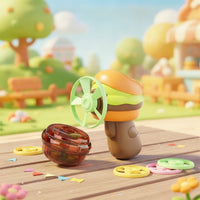 Burger Launcher with Flying Discs Outdoor Rotating Top Disc Launcher Cartoon Rotating Top Toy Colorful for Children